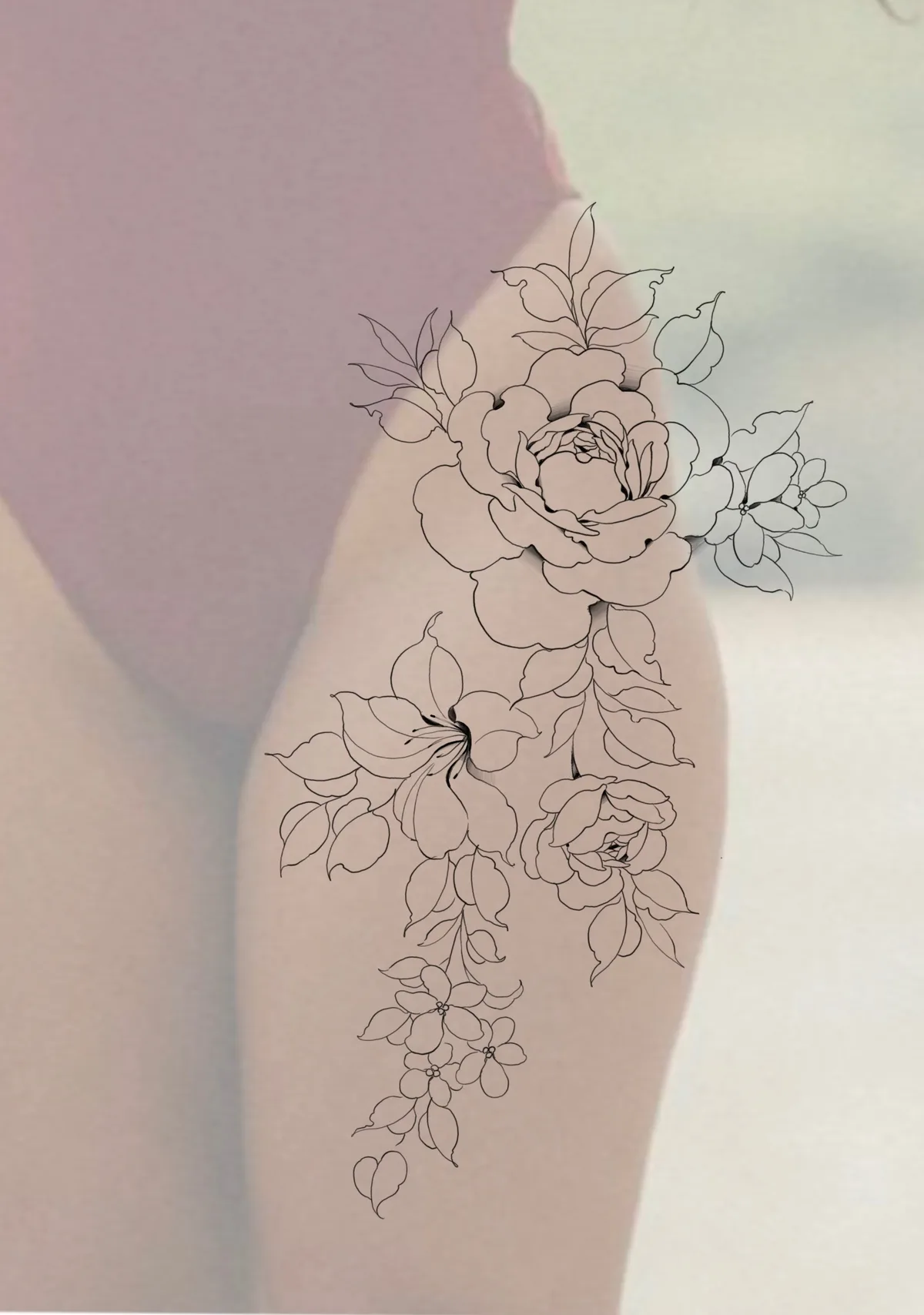 Dessin disponible — Composition florale.